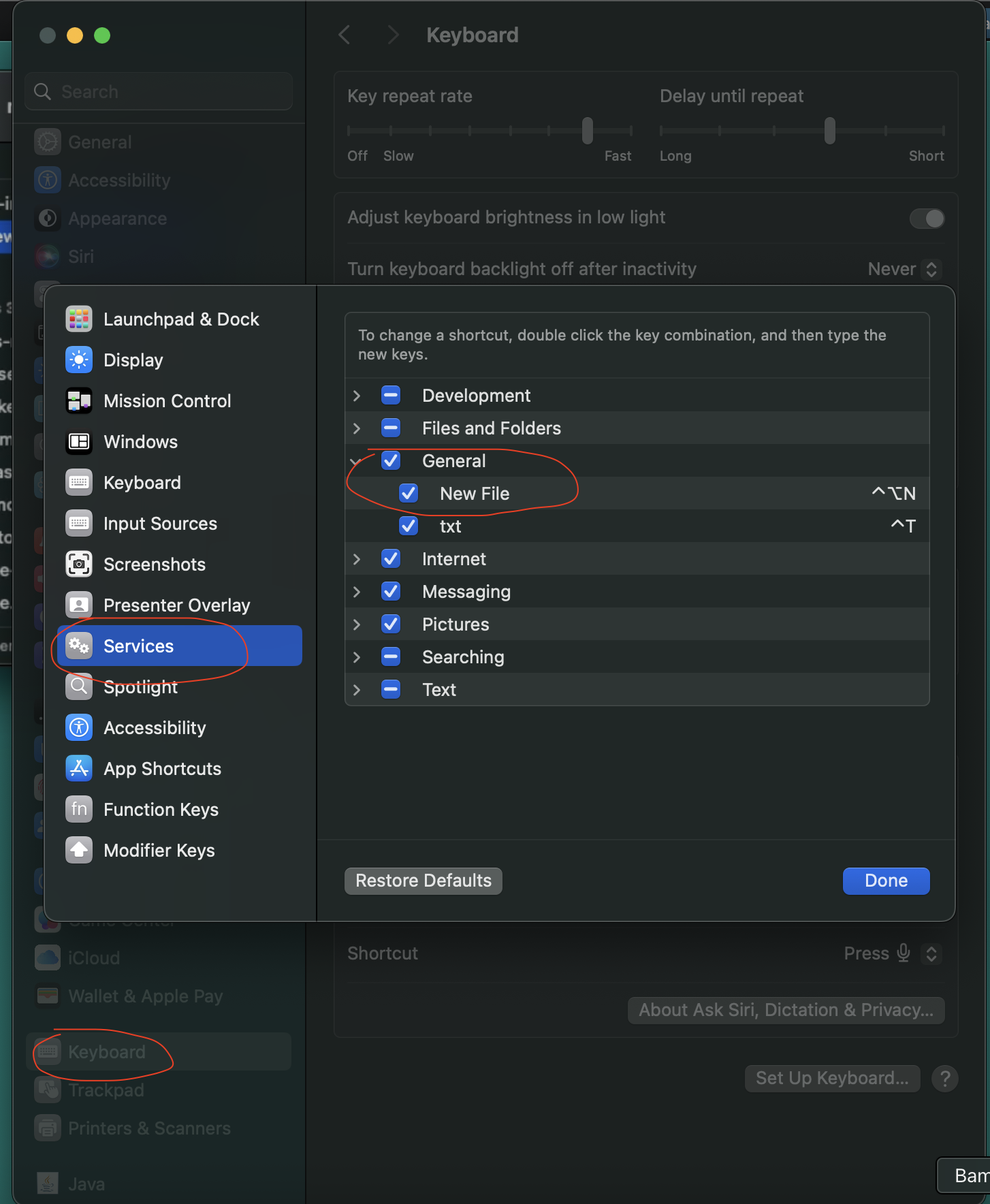 Enabling New File in System Settings